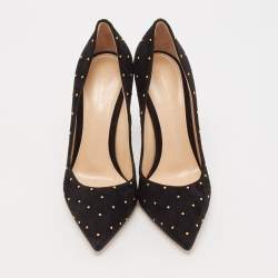 Pre Owned Gianvito Rossi Black Studded Suede Pointed-Toe Pumps Size 36