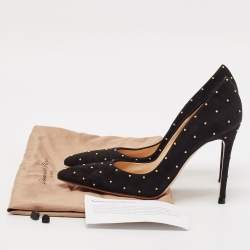 Pre Owned Gianvito Rossi Black Studded Suede Pointed-Toe Pumps Size 36
