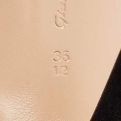 Gianvito Rossi Black Suede Vamp Peep Toe Ankle Booties Size 36.5
