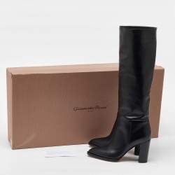 Pre Owned Gianvito Rossi Black Leather Knee Length Boots Size 36