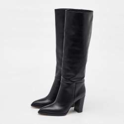 Pre Owned Gianvito Rossi Black Leather Knee Length Boots Size 36