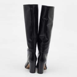 Pre Owned Gianvito Rossi Black Leather Knee Length Boots Size 36