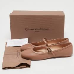 Pre Owned Gianvito Rossi Dusty Pink Leather Carla Ballet Flats Size 38