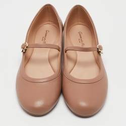 Pre Owned Gianvito Rossi Dusty Pink Leather Carla Ballet Flats Size 38