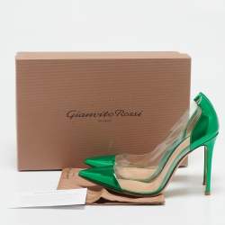 Gianvito Rossi Metallic Green Leather and PVC Plexi Pumps Size 38