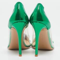 Gianvito Rossi Metallic Green Leather and PVC Plexi Pumps Size 38