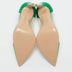 Gianvito Rossi Metallic Green Leather and PVC Plexi Pumps Size 38