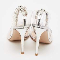 Pre Owned Gianvito Rossi Transparent PVC Crystal Embellished Ankle Strap Pumps Size 35