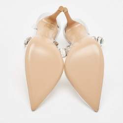 Pre Owned Gianvito Rossi Transparent PVC Crystal Embellished Ankle Strap Pumps Size 35