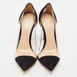 Pre Owned Gianvito Rossi Black Suede and PVC Plexi Pumps Size 35.5