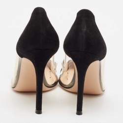 Pre Owned Gianvito Rossi Black Suede and PVC Plexi Pumps Size 35.5
