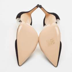 Pre Owned Gianvito Rossi Black Suede and PVC Plexi Pumps Size 35.5