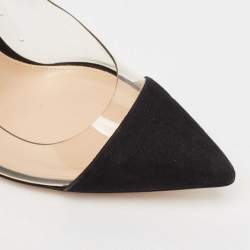 Pre Owned Gianvito Rossi Black Suede and PVC Plexi Pumps Size 35.5