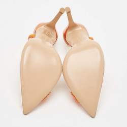 Pre Owned Gianvito Rossi Transparent/Orange PVC and Suede Embellished Hortensia Pumps Size 35