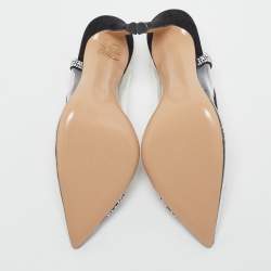 Pre Owned Gianvito Rossi Transparent/Black PVC and Suede Embellished Hortensia Pumps Size 35