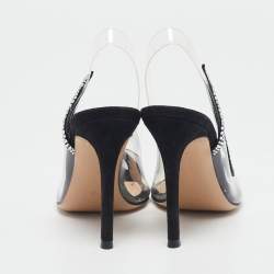 Pre Owned Gianvito Rossi Transparent/Black PVC and Suede Embellished Hortensia Pumps Size 35