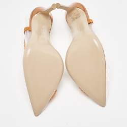 Pre Owned Gianvito Rossi Transparent/Orange PVC and Suede Embellished Hortensia Pumps Size 37.5