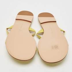 Gianvito Rossi Green Leather Wavy Flat Slides Size 39