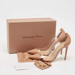 Gianvito Rossi Beige Leather and PVC Plexi Pumps Size 40.5