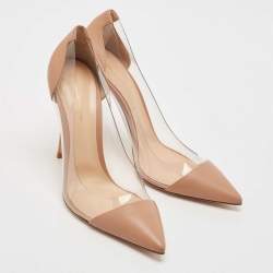 Gianvito Rossi Beige Leather and PVC Plexi Pumps Size 40.5