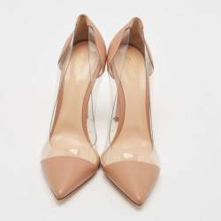 Gianvito Rossi Beige Leather and PVC Plexi Pumps Size 40.5