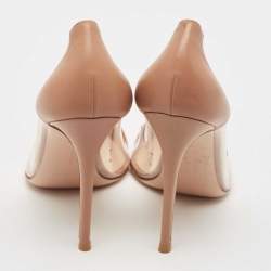 Gianvito Rossi Beige Leather and PVC Plexi Pumps Size 40.5