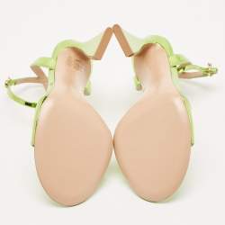 Gianvito Rossi Green Patent Leather Aura Ankle Strap Sandals Size 37.5