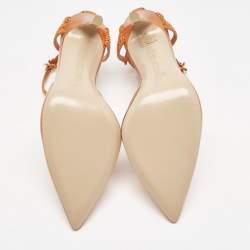 Pre Owned Gianvito Rossi Metallic Orange Leather Fleur Sandals Size 35.5