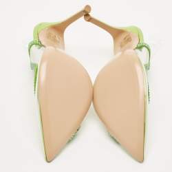Gianvito Rossi Transparent/Green PVC and Suede Embellished Hortensia Pumps Size 37