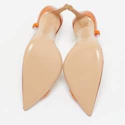 Pre Owned Gianvito Rossi Transparent/Orange PVC and Suede Embellished Hortensia Pumps Size 37