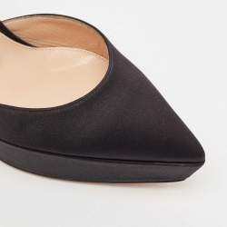 Gianvito Rossi Black Satin Platform Ankle Strap Sandals Size 37