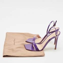 Pre Owned Gianvito Rossi Purple Patent Leather Ribbon Ankle Strap Sandals Size 36