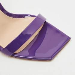 Pre Owned Gianvito Rossi Purple Patent Leather Ribbon Ankle Strap Sandals Size 36