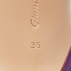 Pre Owned Gianvito Rossi Purple Patent Leather Ribbon Ankle Strap Sandals Size 36