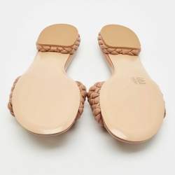 Gianvito  Rossi Beige Braided Leather Flat Sandals Size 41