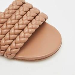 Gianvito  Rossi Beige Braided Leather Flat Sandals Size 41