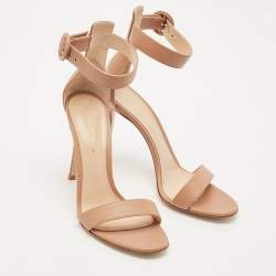 Pre Owned Gianvito Rossi Beige Leather Portofino Sandals Size 38