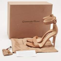 Pre Owned Gianvito Rossi Beige Leather Portofino Sandals Size 38