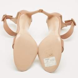 Pre Owned Gianvito Rossi Beige Leather Portofino Sandals Size 38