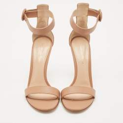 Pre Owned Gianvito Rossi Beige Leather Portofino Sandals Size 38