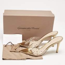 Pre Owned Gianvito Rossi Transparent PVC and Leather Halley Mules Size 39