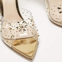 Pre Owned Gianvito Rossi Transparent PVC and Leather Halley Mules Size 39