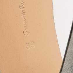 Pre Owned Gianvito Rossi Silver Glitter PVC Betty Platform Slide Sandals Size 39