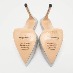 Pre Owned Gianvito Rossi Silver Glitter PVC Betty Platform Slide Sandals Size 39