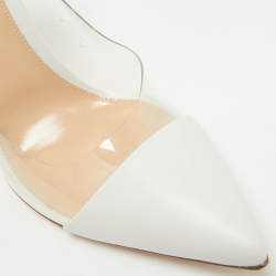 Pre Owned Gianvito Rossi White/Transparent Leather and PVC Plexi Pumps Size 41