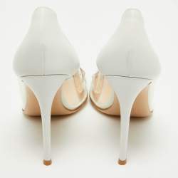 Pre Owned Gianvito Rossi White/Transparent Leather and PVC Plexi Pumps Size 41