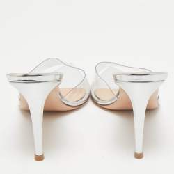 Gianvito Rossi Silver PVC Plexi Illusions Slide Sandals Size 38.5