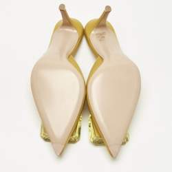 Gianvito Rossi Yellow Satin Crystal Embellished Jaipur Mules Size 37