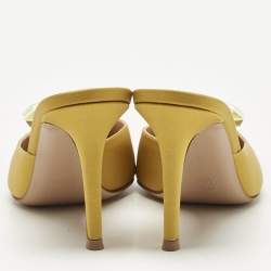 Gianvito Rossi Yellow Satin Crystal Embellished Jaipur Mules Size 37