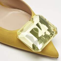 Gianvito Rossi Yellow Satin Crystal Embellished Jaipur Mules Size 37